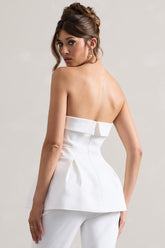 White Strapless Tailored Top